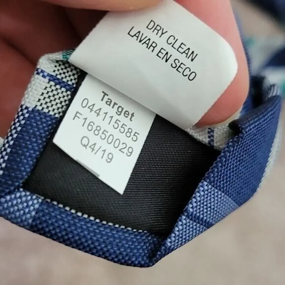 Goodfellow blue, green & white plaid 100% Polyester men's classic slim necktie